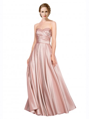 Buy Long Plated Strapless Sweetheat Formal Stretch Satin Bridesmaid Dress / Prom Dress UK