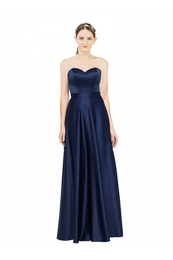 Buy Floor Length Sweetheart Neckline Formal Stretch Satin Bridesmaid Dress with Belt UK