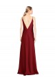 Buy Floor Length Deep V-Back Formal Stretch Satin Bridesmaid Dress / Prom Dress with Front Slit UK