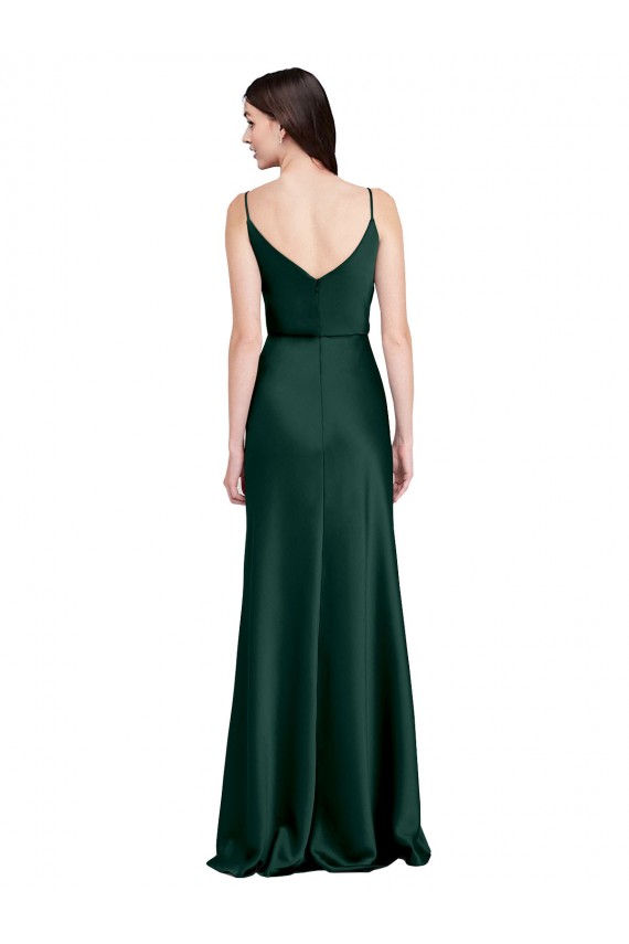 Buy Fitted Cowl Neck Long Formal Stretch Satin Slip Bridesmaid Dress / Prom Dress with V-Back UK