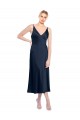 Buy V-Neck Midi Length Short Cocktail Formal Stretch Satin Bridesmaid Dress / Prom Dress V-Back UK