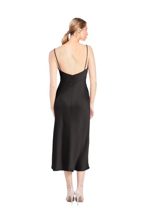 Buy Cowl Neck Midi Length Short Cocktail Formal Stretch Satin Slip Bridesmaid Dress / Prom Dress UK