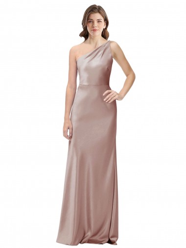 Buy One Shoulder Black-Tie Floor Length Long Formal Stretch Satin Bridesmaid Dress / Prom Dress UK