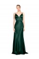 Buy High V-Neck Long Full Length Sheath Formal Stretch Satin Bridesmaid Dress / Prom Dress UK