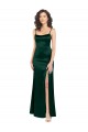 Buy Long Slim Scoop Neck Formal Stretch Satin Bridesmaid Dress / Prom Dress with Open Back UK