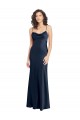 Buy Cowl Neck Long Empire Waist Formal Stretch Satin Bridesmaid Dress with Open Back UK