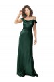 Buy Off the Shoulder Sleeves Long Formal Stretch Satin Bridesmaid Dress / Prom Dress with Pleated Draped Neckline UK