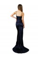 Buy Pleated Sash Skirt Long Formal Stretch Satin Bridesmaid Dress / Prom Dress with High Slit UK