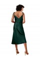Buy Spaghetti Straps Tie Shoulders Cowl Neck Short Midi Length Formal Stretch Satin Cocktail Bridesmaid Dress / Prom Dress UK