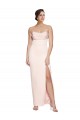 Buy Cowl Neck Strapless Formal Stretch Satin Bridesmaid Dress / Prom Dress with High Split UK
