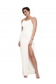 Buy High Neck Formal Stretch Satin Bridesmaid Dress / Prom Dress with Low Back and Side Slit UK