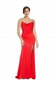 Buy Low Back Cowl Neck Formal Stretch Satin Bridesmaid Dress / Prom Dress with High Side Slit UK