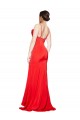 Buy Low Back Cowl Neck Formal Stretch Satin Bridesmaid Dress / Prom Dress with High Side Slit UK