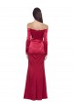 Buy Long Sleeves Off the Shoulder Formal Stretch Satin Bridesmaid Dress / Prom Dress with High Side Split UK