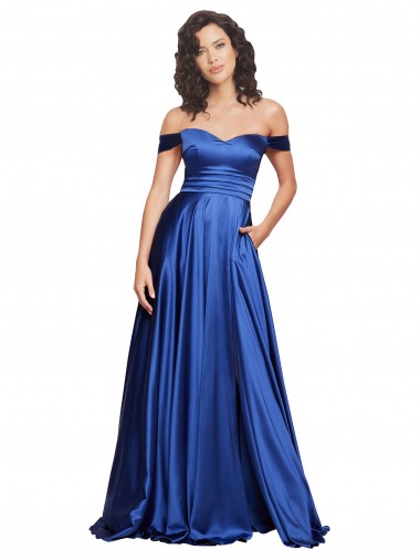 Buy Ball Gown Off the Shoulder Sweetheart Formal Stretch Satin Bridesmaid Dress / Prom Dress UK