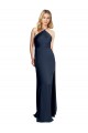 Buy Halter Neckline Long Formal Stretch Satin Bridesmaid Dress / Prom Dress with Strappy Back and Side Slit UK