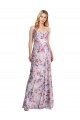 Buy Draped Cowl Neck Long Printed Formal Stretch Satin Bridesmaid Dress UK