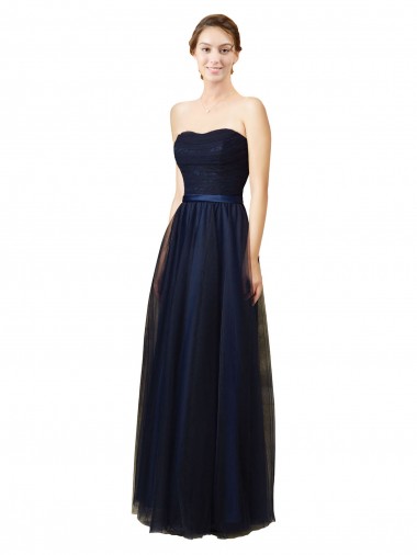 Buy Elegant Lace and Tulle Long Strapless Bridesmaid Dress UK