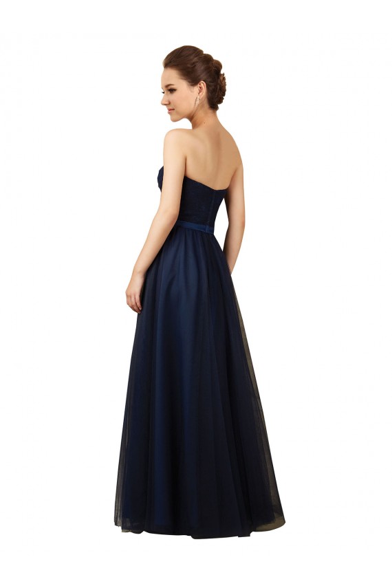 Buy Elegant Lace and Tulle Long Strapless Bridesmaid Dress UK