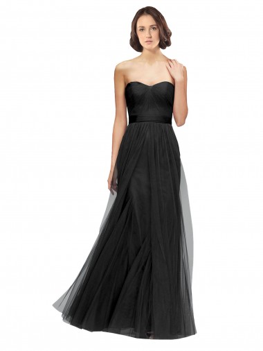 Buy Long Tulle Bridesmaid Dress with Sweetheart Neckline and Belt UK