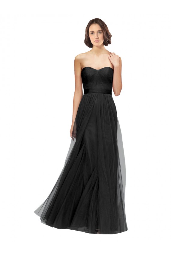 Buy Long Tulle Bridesmaid Dress with Sweetheart Neckline and Belt UK