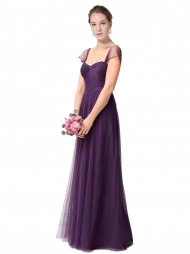 Buy Full Length Long Tulle Bridesmaid Dress with Sweetheart Neckline UK