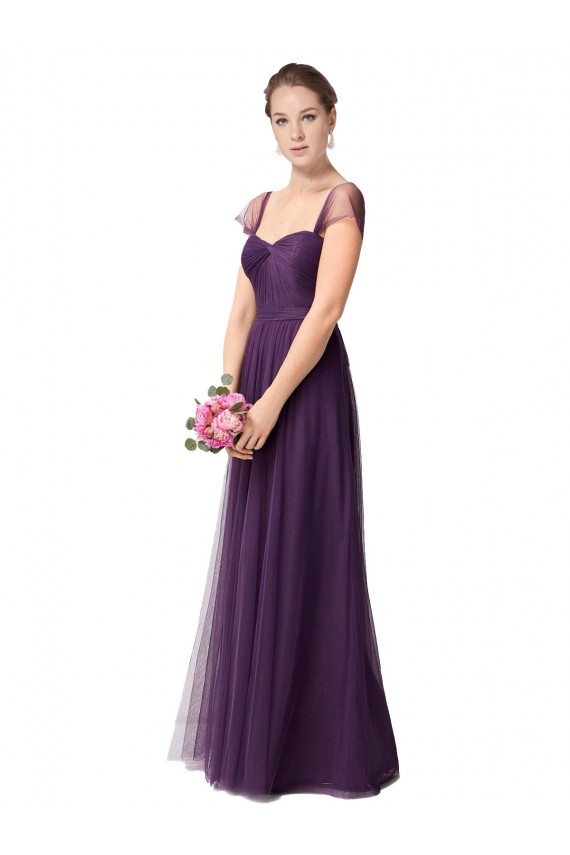 Buy Full Length Long Tulle Bridesmaid Dress with Sweetheart Neckline UK
