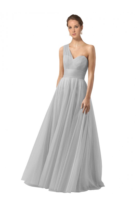 Buy Floor Length Tulle Bridesmaid Dress with Shirred One Shoulder Bodice UK