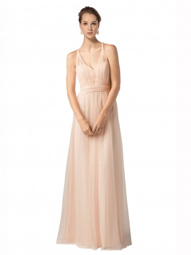 Buy Sweetheart A-Line Tulle Bridesmaid Dress with Shirred Bodice UK