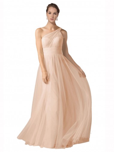 Buy Illusion One Shoulder Tulle Bridesmaid Dress with Shirred Bodice UK