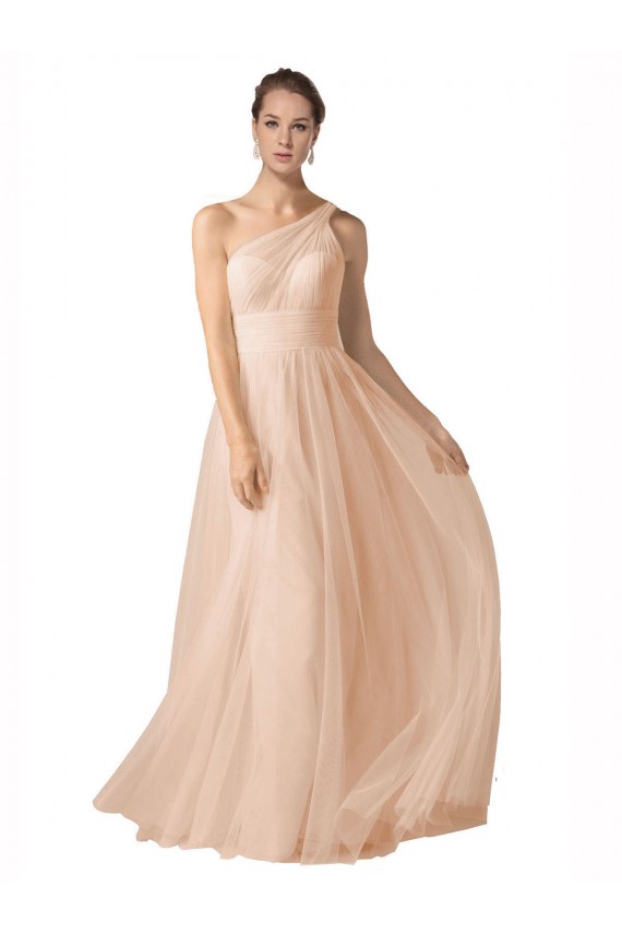 Buy Illusion One Shoulder Tulle Bridesmaid Dress with Shirred Bodice UK