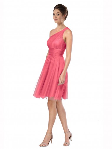 Buy One Shoulder Short Knee Length Tulle Bridesmaid Dress UK
