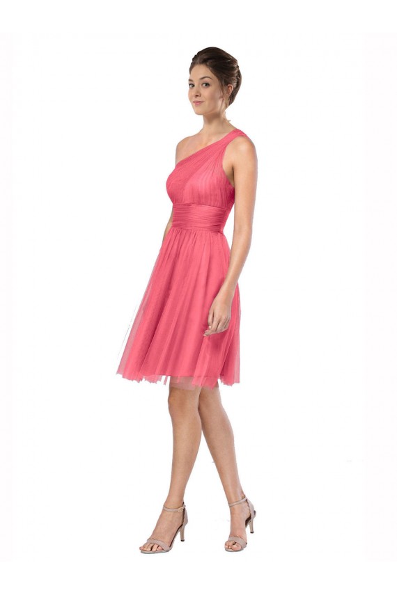Buy One Shoulder Short Knee Length Tulle Bridesmaid Dress UK