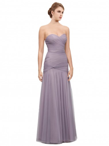 Buy Draped Long Mermaid Sweetheart Tulle Bridesmaid Dress UK