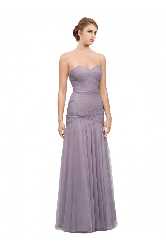 Buy Draped Long Mermaid Sweetheart Tulle Bridesmaid Dress UK