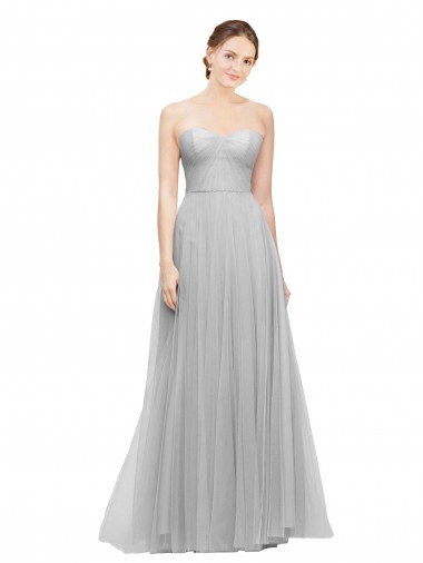 Buy Long Twisted Sweetheart Neckline Tulle Bridesmaid Dress UK
