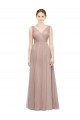 Buy Full Length Draped Long V-Neck Tulle Bridesmaid Dress UK