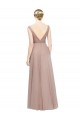 Buy Full Length Draped Long V-Neck Tulle Bridesmaid Dress UK