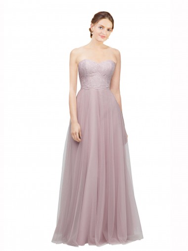 Buy Sweetheart Neckline Long Tulle Bridesmaid Dress with Lace Bodice UK