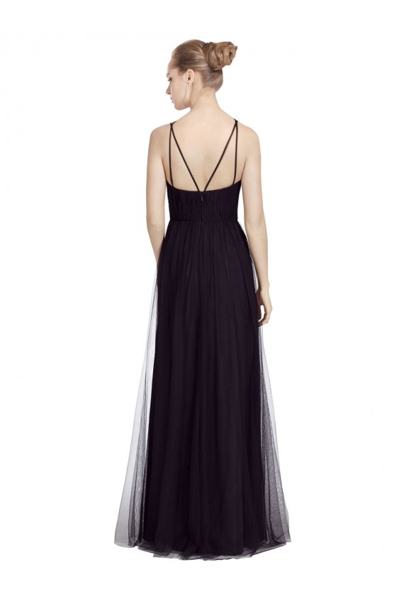 Buy High Neck Long A-Line Tulle Bridesmaid Dress UK