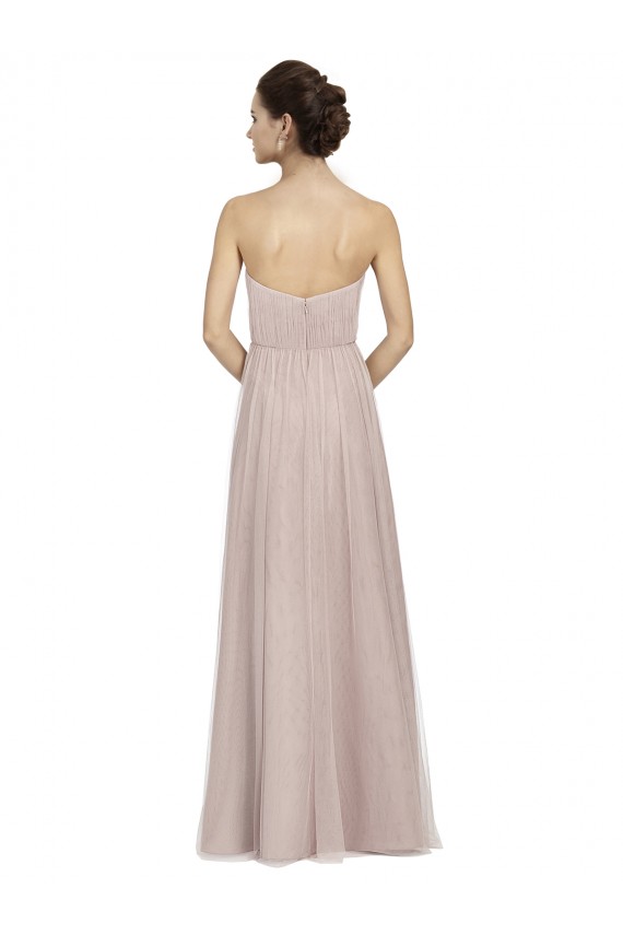 Buy Long Strapless Tulle Bridesmaid Dress with Pleated Bodice UK