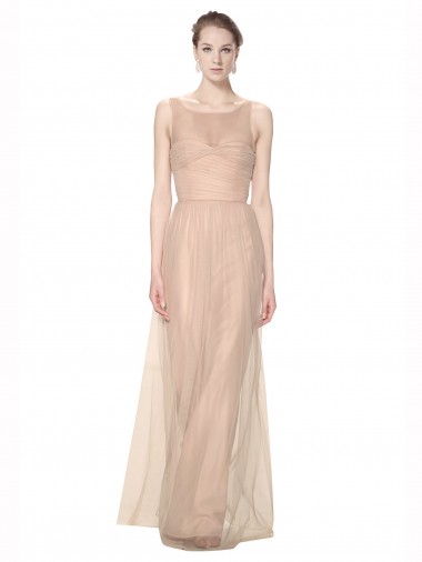 Buy Long Tulle Bridesmaid Dress with Illusion Neck UK