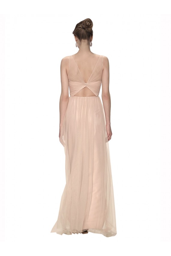 Buy Long Tulle Bridesmaid Dress with Illusion Neck UK