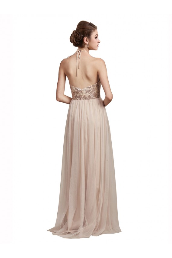 Buy Sweetheart Tulle Bridesmaid Dress with High Neck Illusion Bodice UK