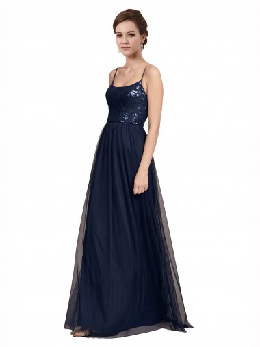Buy Spaghetti Strap Tulle Bridesmaids Dress with Ballerina Neckline UK