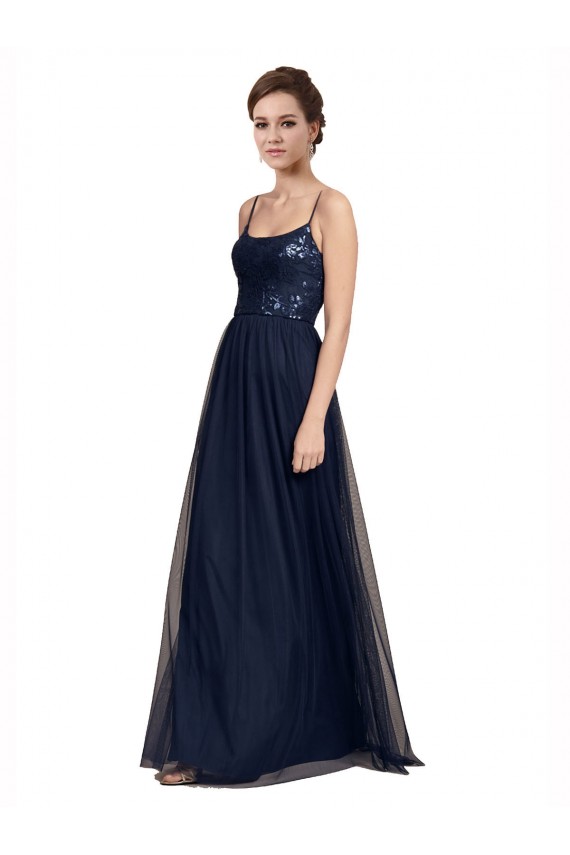 Buy Spaghetti Strap Tulle Bridesmaids Dress with Ballerina Neckline UK
