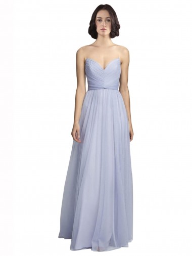 Buy Spaghetti Strap Tulle Bridesmaids Dress with Ruched Bodice UK
