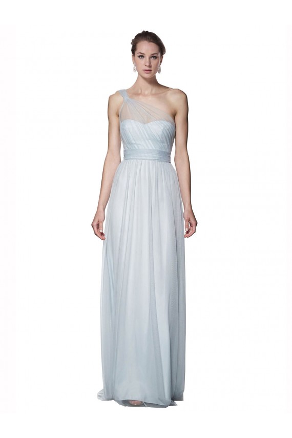 Buy One Shoulder Illusion Tulle Bridesmaid Dress with Knot Detail UK