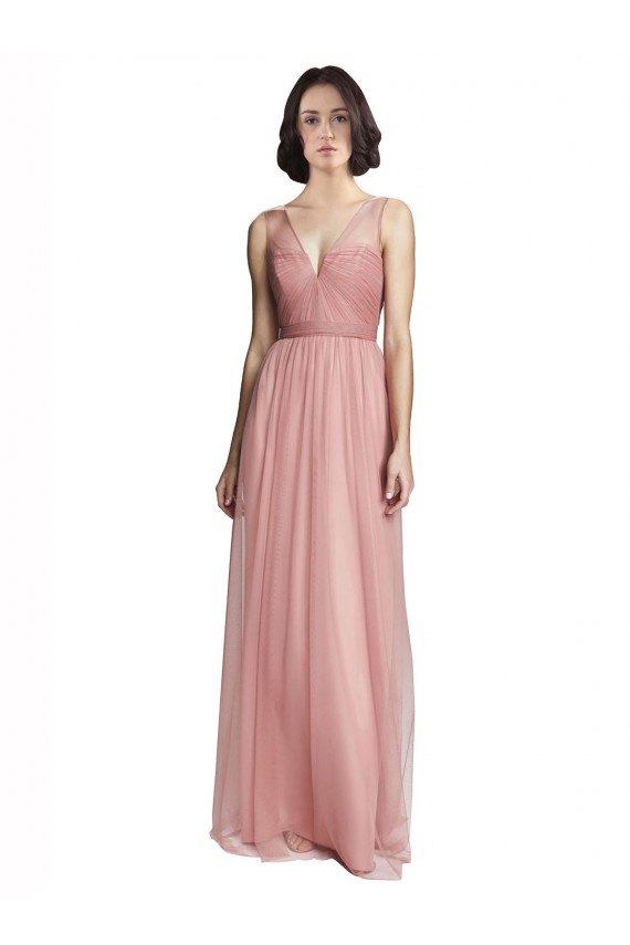 Buy V-Neck Illusion Tulle Bridesmaids Dress UK