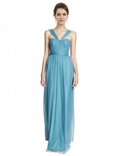 Buy Floor Length Inverted V-Neck Tulle Bridesmaids Dress UK